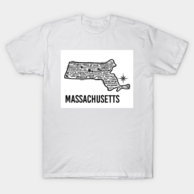 Massachusetts Map T-Shirt by fiberandgloss